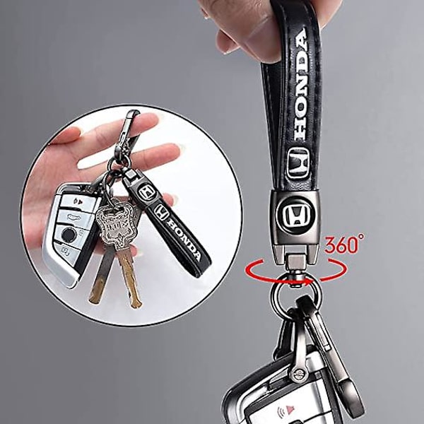 Kompatibel med Honda Original Lær Bil Logo Nøkkelring Kompatibel med Menn og Kvinner Nøkkelring Nøkkelring Svarte Tilbehør