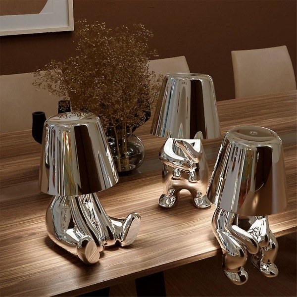 Italien Liten Gyllene Man Nattlampa Tänkare Lampa Konst Dekor Studie Café Bar Sänglampor Barnrum Bröder Tänkare Lampa 01