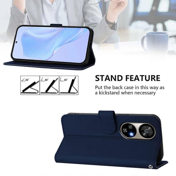 Mobilskal i läder med solid färg och snodd Navy Blue For Ulefone Note 17 Pro