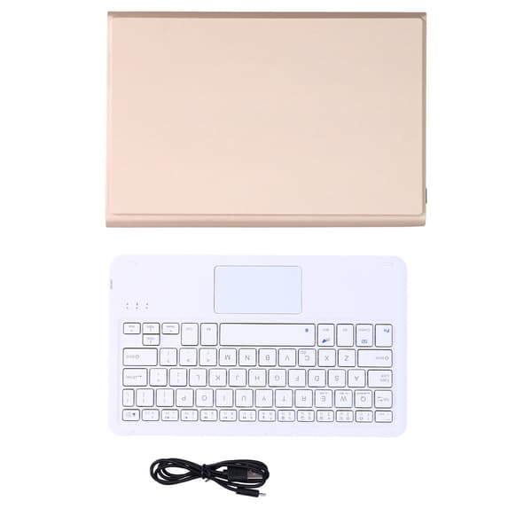 Wireless Keyboard Detachable Durable Computer Accessory with Faux Leather Case Gold