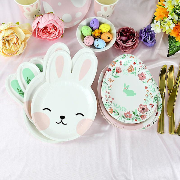 24kpl Pääsiäispupu-Cupcake-Kääreet Paperiset Kakku-Koristeet Pupun Muotoiset Lautasliinat Vauvakutsuihin Syntymäpäiville Pääsiäisjuhliin Koristeluun 12set cake decor