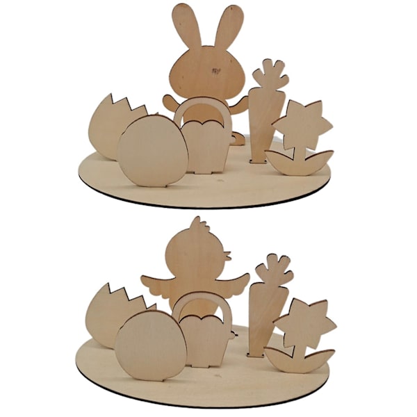 Påskkaninfigur i trä, stående, dekorativ, perfekt hantverk, påskkonst, prydnad, heminredning Rabbit