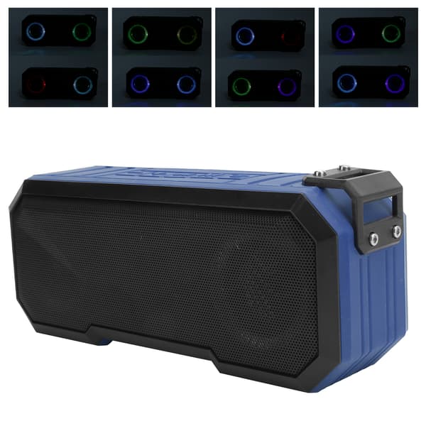 Wireless Bluetooth Speaker IPX7 Waterproof Flashlight Bass Stereo Speaker Light Blue