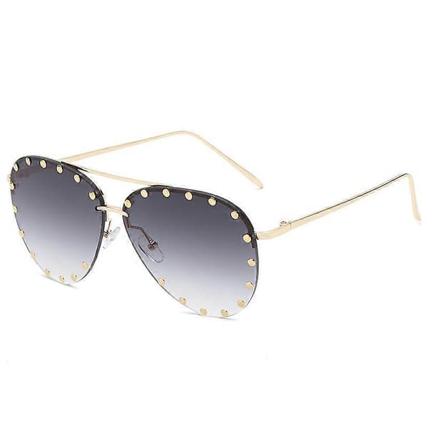 SSRGV Dam Rimless Överdimensionerade Solglasögon med Nitar Gradient Lins Mode