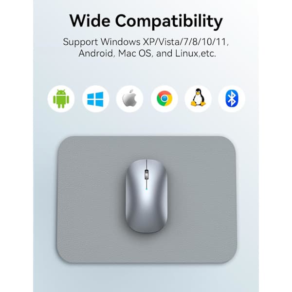 Bluetooth-mus, 2,4G trådløs genopladelig mus til bærbar computer, Tri-Mode ultratynd lydløs computermus 4000 DPI bærbar