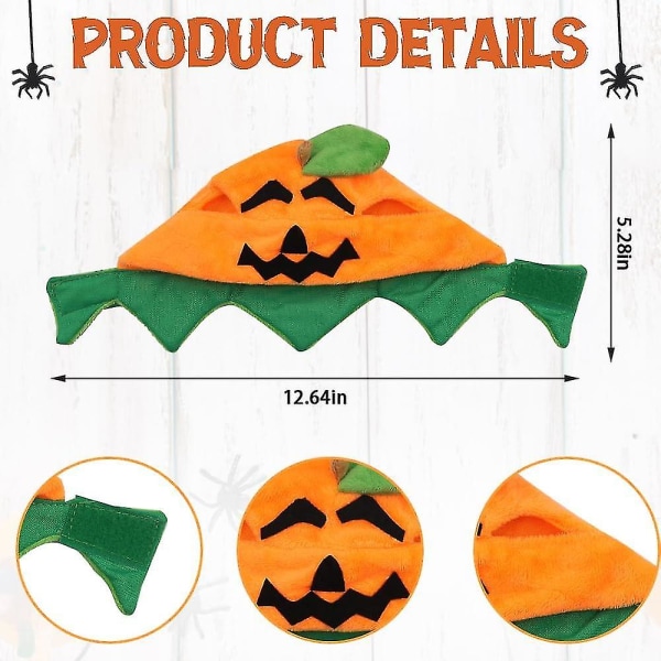 Kissan Halloween-kurpitsa-asu, koiran Halloween-kurpitsahattu Lemmikkien päähine Halloween-juhliin, säädettävä kurpitsahattu Pentu-Kissalle Orange-Green