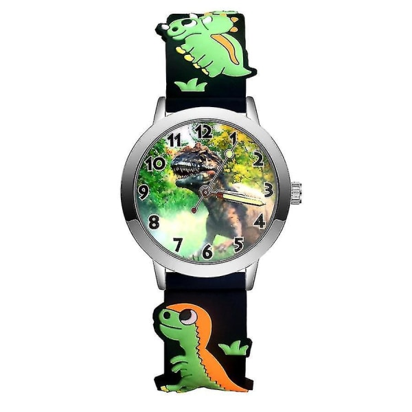 Mote-Cartoon Søt Dinosaur Stil Barne-Klokker Barn Student Jenter Gutter Kvarts 3d Silikon Armbåndsur Pink