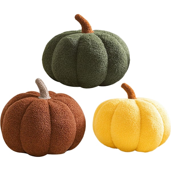 Pumpalyckor Kuddar 13,8 Tum Diameter Thanksgiving Kuddar Mjuka 3D Halloween Pumpalyckor Kuddar För Soffor Gula Golvkuddar Gula gul gul