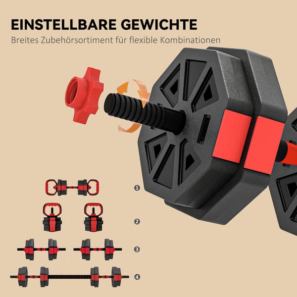 Adjustable 4-in-1 Dumbbell Set, 15 kg for Home Training 16500