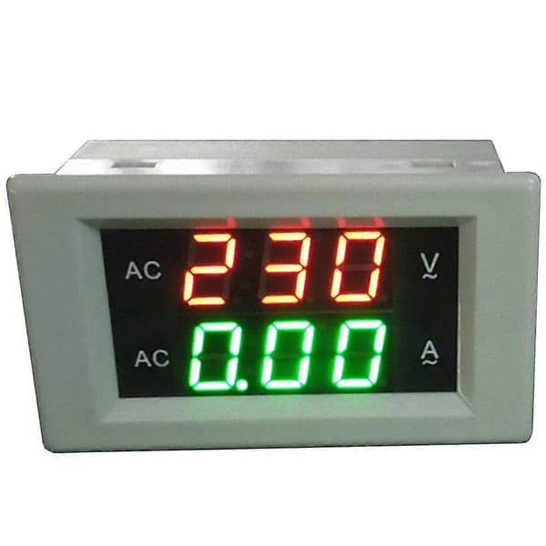 Dobbelt Display Multimeter Amperemåler Volt Amp Målerpanel Nem Installation White