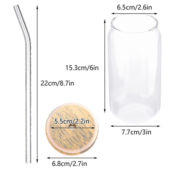 Glas S Med Låg Og Sugerør 2stk Sæt, Genanvendeligt Tilbehør Glasvarer L -cover-straw