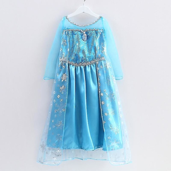 Børn Piger Frosne Dronning Elsa Prinsesse Kjole Cosplay Kostume Fest Fancy kjole 5-6 Years