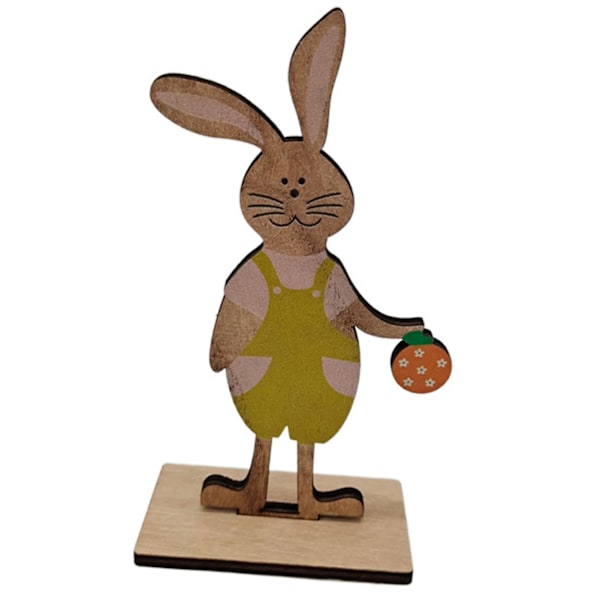 Påskpynt Cartoon DIY Trä Skrivbordsdekoration Påskkanin Ornament för Semester 5