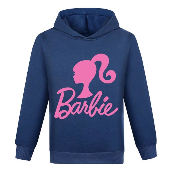 7-14 år Børn Teenagere Barbie Hoodie Langærmet Hættetrøje Toppe Casual Pullover Gaver Navy Blue 13-14 Years