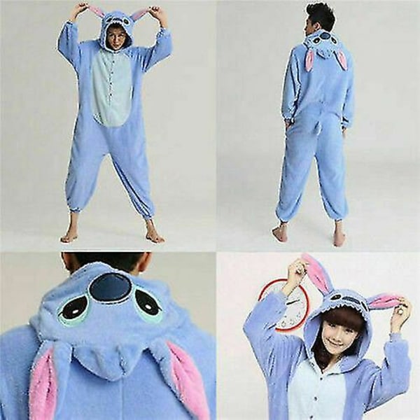 Jumpsuit-unipuku Nukkumiseen, Yksikoko, Cosplay, Aikuisten Asut, Lapset, Lilo ja Stitch Adult Blue Shoes XL