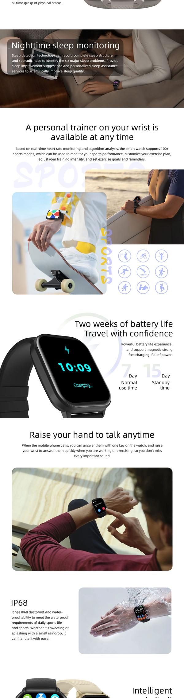 Smartwatch - RNCYN - 2.01 inches - Full Touch Screen - BT Call - Activity Tracker - ZL99J