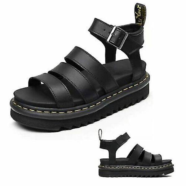 Kvinnors Chunky Sandaler Tjocka Sula Remmar Block Flatforms Skor Sommar Black 36