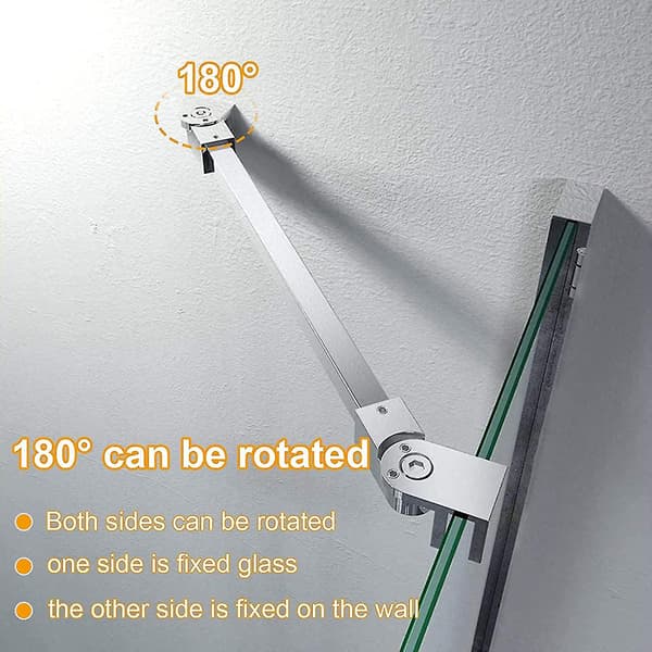 40cm Duschglasstödbåge i rostfritt stål, ramlös duschdörr fixerad panel för våtrum duschkabiner, vägg-till-glas stödbåge för 8mm-12mm