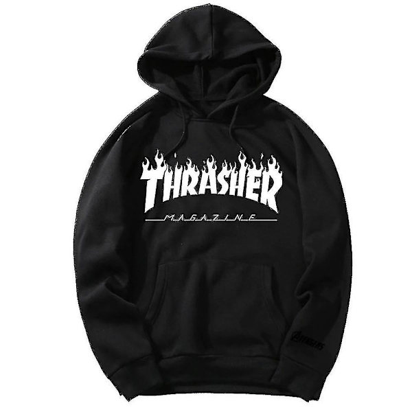 Unisex Thrasher Hoodie med Bogstavprint, Trøje med Snørehætte og Lomme Picture Color 6 M