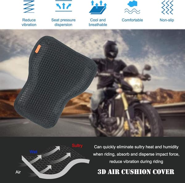 Motorcykelsadel Luftkyld 3D Mesh Motorcykelsitsdyna, Andningsbart Motorcykelsitsöverdrag