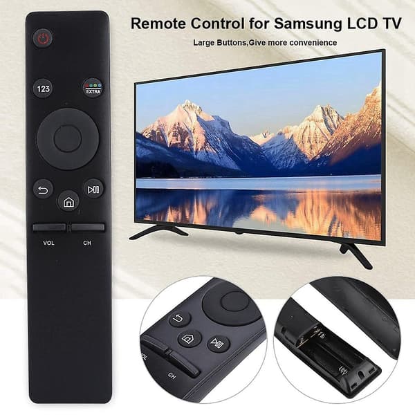 Stor knapp Samsung Smart TV fjernkontroll erstatning Black