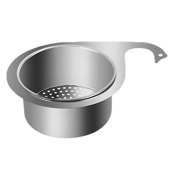 Multifunktionell Avloppskorg, Rostfritt Stål Svan Avloppssil, Kranhängande Filterkorg (LGL) Silver