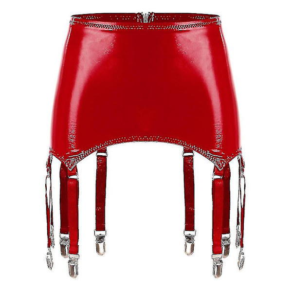 Naisten Lakinahkaiset Garterit Metallisella Kiinnityksellä Suspender Vyö Clubwear Lavalle Esitykseen Raveen Pink XXXL