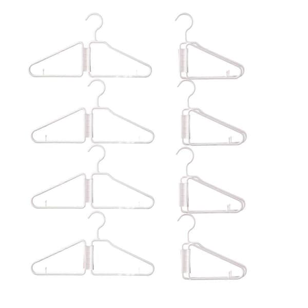 8 stk. foldbare bøjler, foldbare plastbøjler, bærbare foldbare tøjbøjler, foldbare rejsebøjler (hvid) White