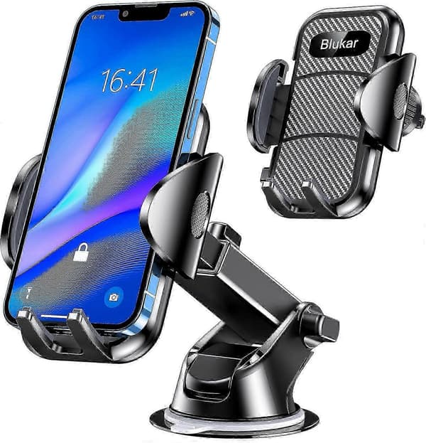 Blukar Car Phone Holder - 360° Adjustable Mount for Dashboard, Windshield & Air Vent, One-Button Release, Super Stable 4-in-1 Design