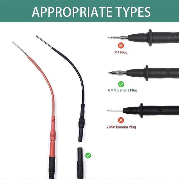 2 stk. fleksible ske-bagprober, bagprobepinde til biler kompatible med 4 mm bananstik-testledninger BlackRed