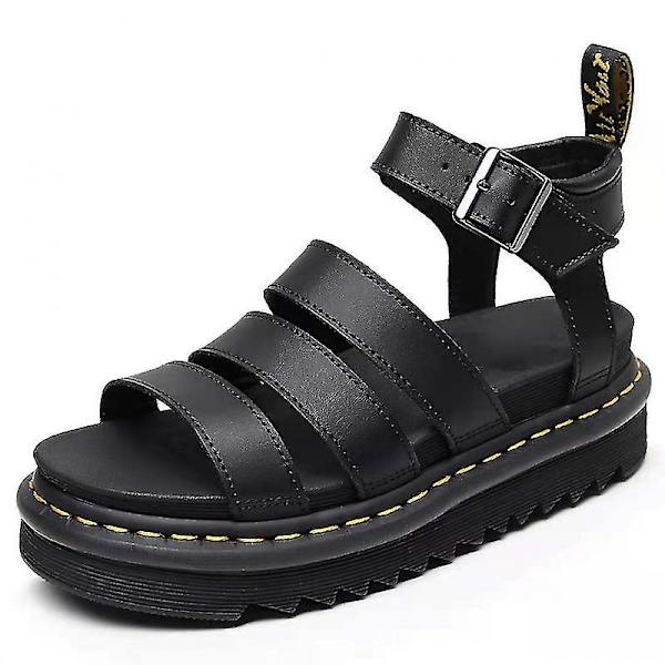 Damskor Chunky Sandaler Tjocka Sulor Remmar Blockplattformsskor Sommar Ny Storlek BLACK 35