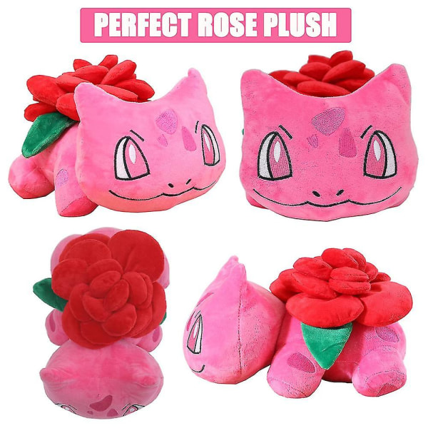 Bulbasaur Rosa Ros Plushdocka, Bedårande Plyschdjur Leksak Födelsedag Alla hjärtans dag Present