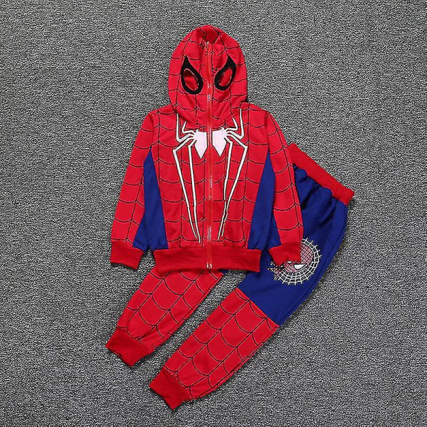 Barn Pojk Spiderman Hoodie Outfits Fancy Set Sweatshirt + Byxor Tracksuit Blue Spiderman 6-7 Years