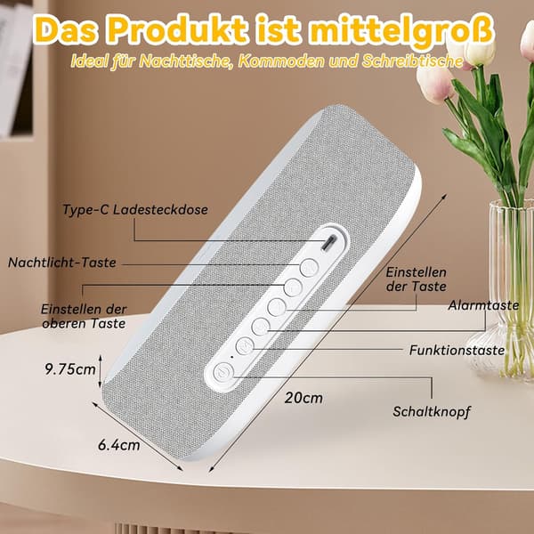 Digital Alarm Clock, Bluetooth Digital Audio Alarm Clock - 9 Colors Night Light, Bluetooth Speaker, Wireless Charger for iPhone/Samsung, Temperature
