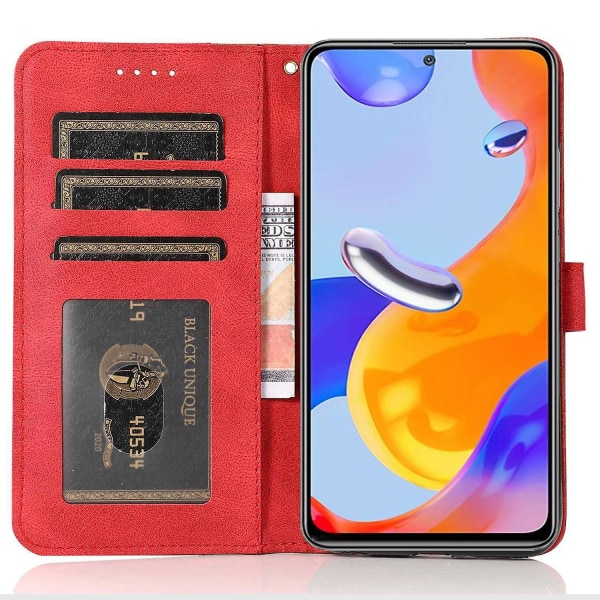 För Xiaomi Redmi Note 11 Pro 5G /Note 11 Pro 4G Case Plånboksställ Telefon Cover/Rött Brown Red