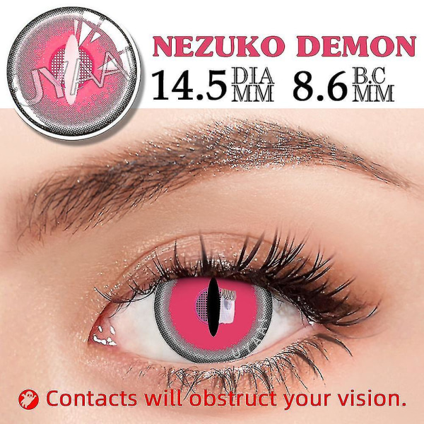 2kpl/pari Vuosipiilolinssit silmille Colorcon Cosmetics Cosplay Linssit Cosplay Makeup Anime Asusteet Värilliset linssit Nezuko Demon