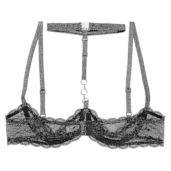 Damunderkläder, spetsbh med bygel, halterhalsband, O-ring, push-up, genomskinlig, Xinmu Rose C XXL