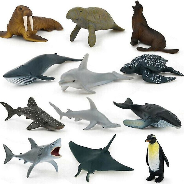 12 kpl Lasten lelu muoviset merieläimet valtamerihai delfiini set
