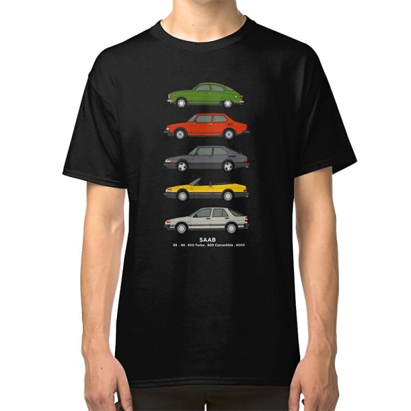 Saab Classic Car Outline Illustration T-paita darkgrey M