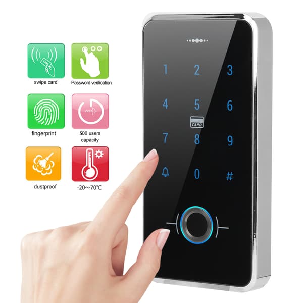 Touch Screen Door Keypad Fingerprint Password Card Reader IP68 Waterproof Wiegand26 Access Controller