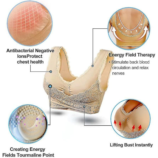 Turmaliini Muotoileva Langaton Silkkirintaliivi, Lymphvity Detoxification Ja Muotoilu & Tehokas Nostava Rintaliivi Naisille Beige M