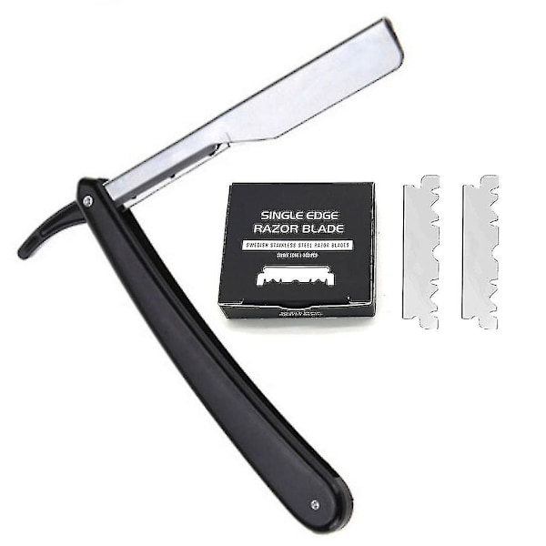 Profesjonell Barber Straight Edge For Razor Med 100 stk Rustfritt Stål Enkeltkantede Razorblader
