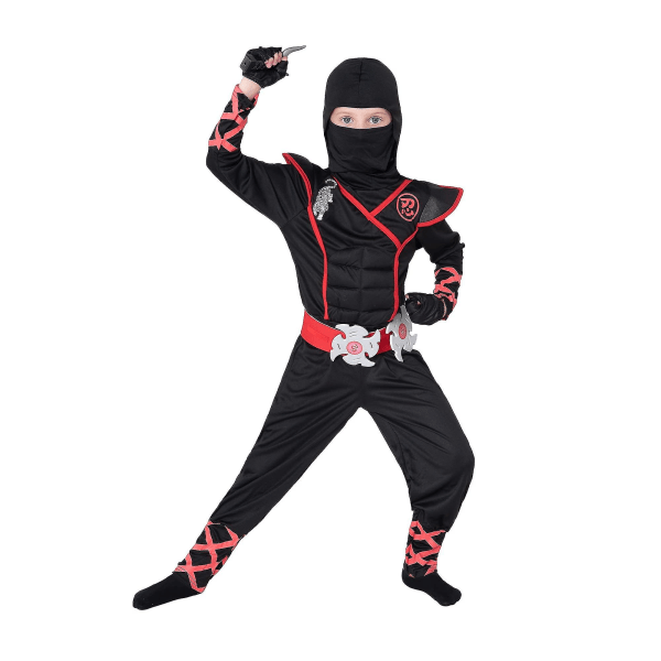 Spooktacular Creations Ninja-kostyme for barn, svart ninja-kostyme, Deluxe Ninja-kostyme for gutter Halloween Ninja-kostyme Dress Up 5-7 years old
