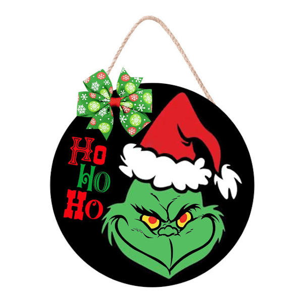 Julepynt dørskilt med Grinch-personlighet, juletrepynt, Grinch-dekorativt tre, 2023 Style 6