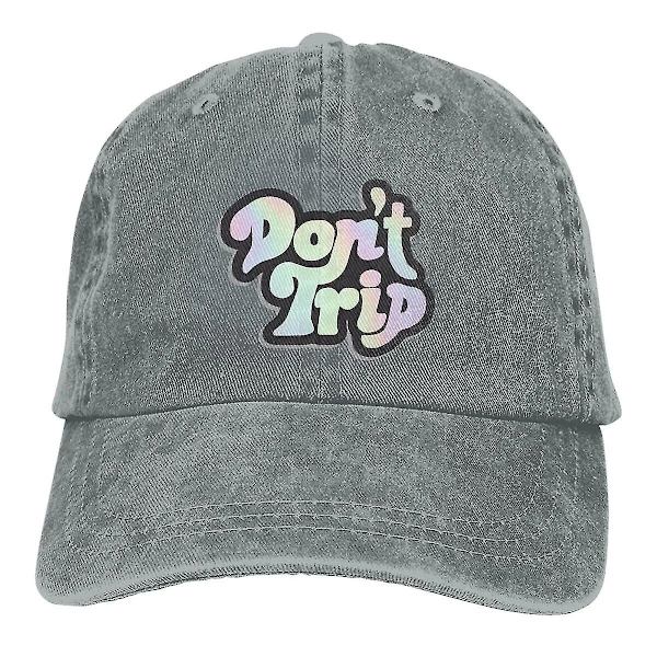 Dont Trip Trucker Hats Merch Mode Distressed Denim Rolig Logotyp Basebollkeps För Män Kvinnor Justerbar GRAY