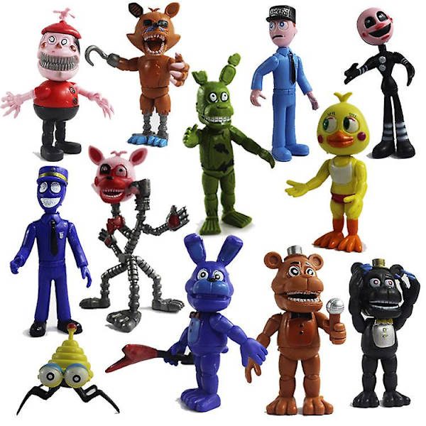 5 st Five Nights At Freddys Actionfigurer Leksak Security Breach Series Glamrock Foxy Bonnie Fazbear Pvc Dock Fnaf För Barnpresent 12pcs