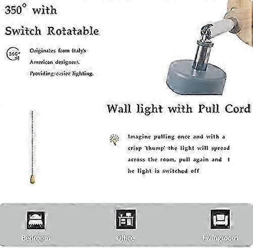 Vegglamper med trekkbryter E27 trekkbryter soverom black