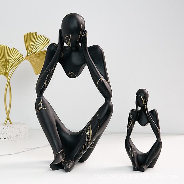 Farverige Graffiti Abstrakt Harpiks Håndlavet Håndværk Skulptur Tænker Figur Statuette Hjem Dekoration Indvendig Kontor Skrivebord Pynt Black Thinker Middle 24x13x10cm