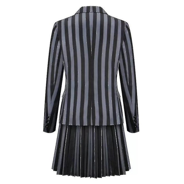 Wednesday Addams Cosplay Kostume Sæt Nevermore Academy Skoleuniform Halloween Karneval Party Kostume Til Voksne Børn Wyelv Without wig Child M