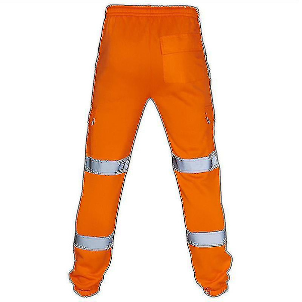 Säkerhetsarbetsbyxor för vuxna, hög synlighet, elastisk midja, svettbyxor Orange 4XL